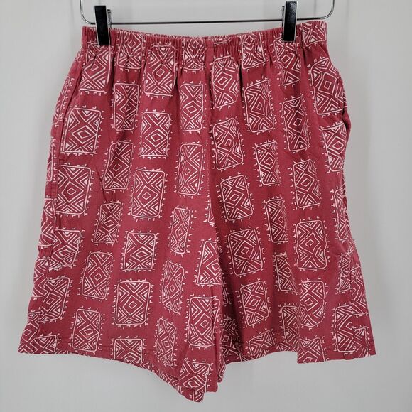 Cotton Connection Shorts Women's Medium Pull On Pink White Geo Print Vintage - Picture 1 of 6